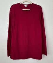 J. Jill Red Crewneck Long Sleeves Women’s Pullover Sweater