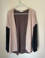 Entro Colorblock Balloon Sleeve Cardigan Size Large