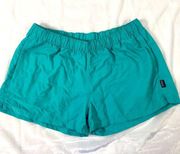 Patagonia Barely Baggies Womens Large Teal 2.5" Nylon Shorts Elastic Waist