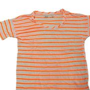 Hi Line Shirt Womens X Small Orange White Stripe Soft Tee Casual Comfy Madewell