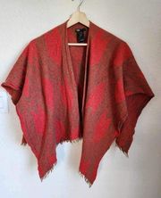 Maje FLASH Red poncho Wool Blend Size OS