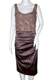 Suzi Chin For Maggy Boutique Dress Womens 6 Purple Satin Ruched Formal Cocktails