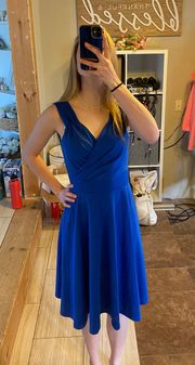 Royal Blue Knee Length Semi Formal Dress