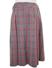 Plaid Pleated A-Line Knee Length Skirt Black White Red Size 4