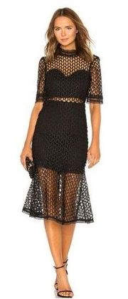 NWT Bardot Fiona Mesh Knit Dress 8 Black