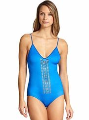 Cobalt Blue Laser-cut One-piece Swimsuit