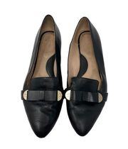 Taryn Rose Edith Black leather pointed Bow toe flats Size 9.5