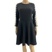 Rachel Rachel Roy (6) Black Pebbled Cream Lace 3/4 Sleeve Fit & Flare Mini Dress