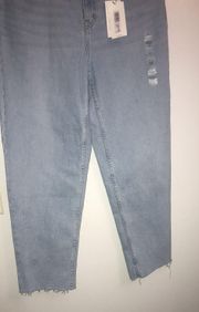 NWT  High Rise Straight Leg Raw Hem Ankle Jeans Size 32 90’s Mom