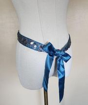 Vintage! Blue Sequin Ribbon Belt