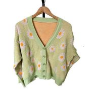 Daisy Green and Orange Cardigan One Size