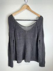 Free People Knit Long Sleeve Shirt Cotton Blend Pullover Sweater in Gray