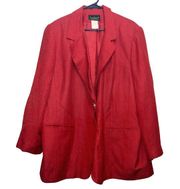 Harve Benard Holtzman One Button Linen Jacket Womens 20W Lapel Pockets Lined Red