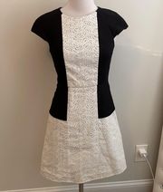 Carey Black White Linen Eyelet Dress