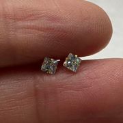 18k Gold plated Square White Crystal Zircon 3mm Stud Earrings - ERG-S