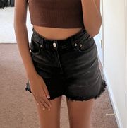 Stretch High Waisted '90s Boyfriend Short Black Denim