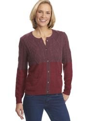 Two Tone Cable Mohair-Blend Cardigan