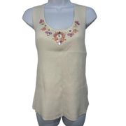 Ruby Rd Vintage Cream Tank Top With Beaded Design