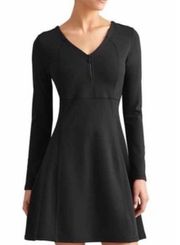 Black Fit & Flare Long Sleeve Dress