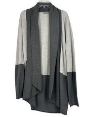 Evolution By Cyrus Open Front Cardigan Gray Color Block Ribbed Neutral Size M