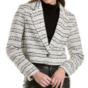 NWT  Tweed Cropped Blazer Jacket Metallic Stripe Size Large L NEW $149