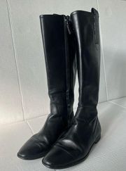 Vtg Carolina Herrera Designer Black Leather Riding Boots Size 38 US 7.5