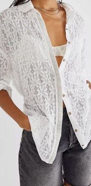 Free People Must Have Tunic White Lace Long Sleeve button down shirt