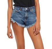 Moto Kiri High Waist Fray Jean Shorts