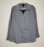 Lane Bryant Women’s Gray Metallic Striped Button Down Shirt