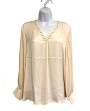 Dressy Shirt Off White Studded V Neck NWT Medium