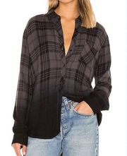 Rails Hunter Charcoal Jet Dip Dye Plaid Button Up Top Women’s Small