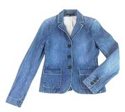 Theory Button-Down Denim Jacket 100% Cotton w/ Pockets Size 2 Women's