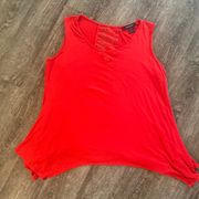 Ashley Stewart Shirt Women Plus Size 22/24 Red Lace Back Dress Tank Top Blouse