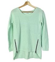 Bar III Mint Green Knit Side Waist Zip Pullover Sweater XS