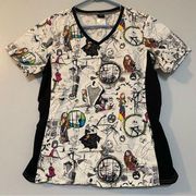 Tim Burton's The Nightmare Before Christmas Nursing Scrub Top Size Medium