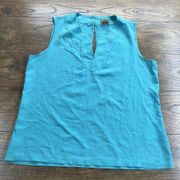 Kate Spade New York Live Colorfully‎ Teal Blue Silk Womens 10 Sleeveless Top  **