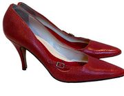 ADRIENNE VITTADINI red leather shoes heels pumps cute buckle size 6