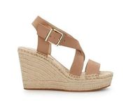 Kenneth Cole Olivia Strappy Leather Espadrille Wedge Sandals Brown 8