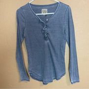 Gray Ruffles button Henley Size Medium