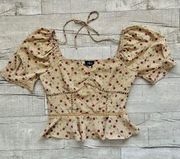 Milk & Honey Festival Corset Babydoll Cut Out Peasant Cottagecore Crop Top Small