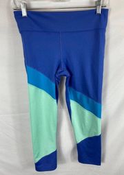 Joy Lab  Color Block Blue Cropped Leggings Size Medium