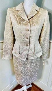 Rickie Freeman Teri Jon Nites & Neiman Marcus Brocade Formal Skirt Suit 8P