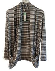 41 HAWTHORN Cardigan Concord Striped Draped Pocket Casual Comfy Size Small NWT