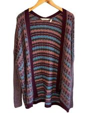 Soft Surroundings Multi-Color Textured Eirene Open Front Cardigan Sweater - L/XL