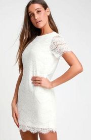 Take Me To Brunch White Lace Shift Dress XS