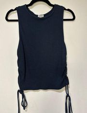 Splendid Women's Size XL Ribbed Tank Top Navy Blue Lace Up Tie Side NWT
