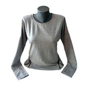 Women's Yogalicious Gray Yoga Activewear Sweatshirt Size Small Thumbhole Zipper