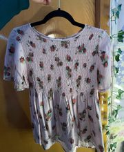 Floral Peplum Smocked Tee