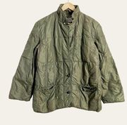 Vintage Bill Blass Olive Green Down Insulated Nylon Quilted Jacket Size L