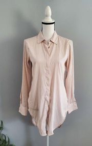 Philosophy Pink Oversized Striped Button Down Shirt Top Size XS